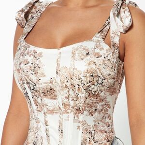 SOLD Fashion Nova Cream and Brown Crop Top